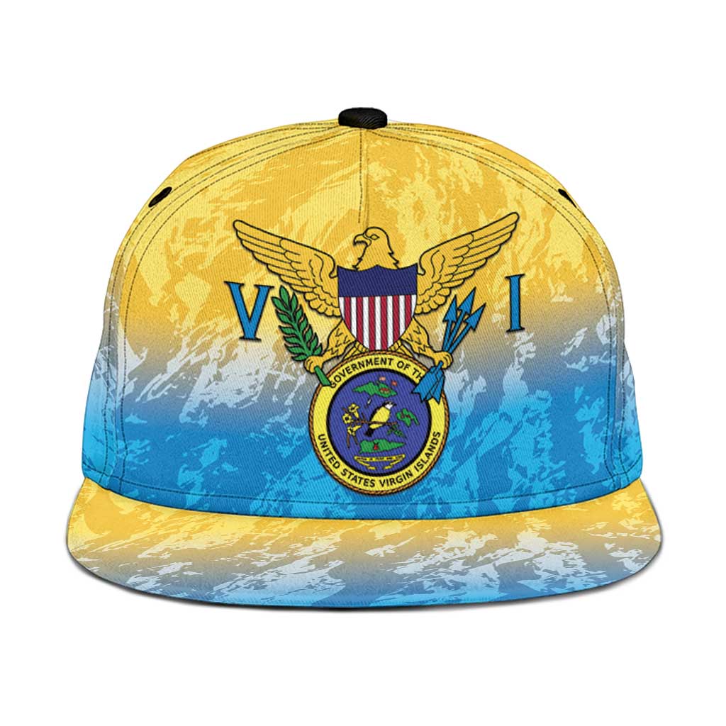 US Virgin Islands Snapback Cap Coat Of Arms Grunge Style - Wonder Print Shop