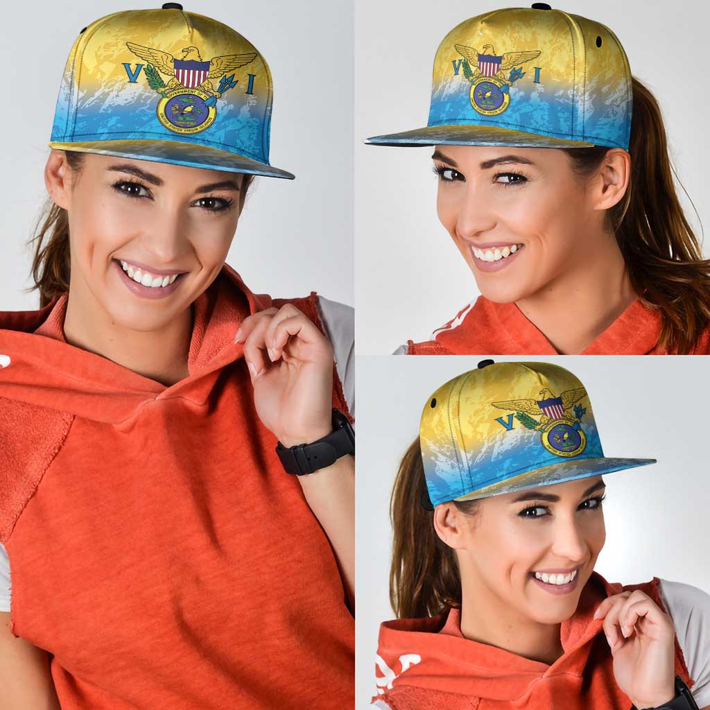 US Virgin Islands Snapback Cap Coat Of Arms Grunge Style - Wonder Print Shop
