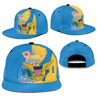 US Virgin Islands Snapback Cap Coat of Arms Plumeria Curve Style - Wonder Print Shop