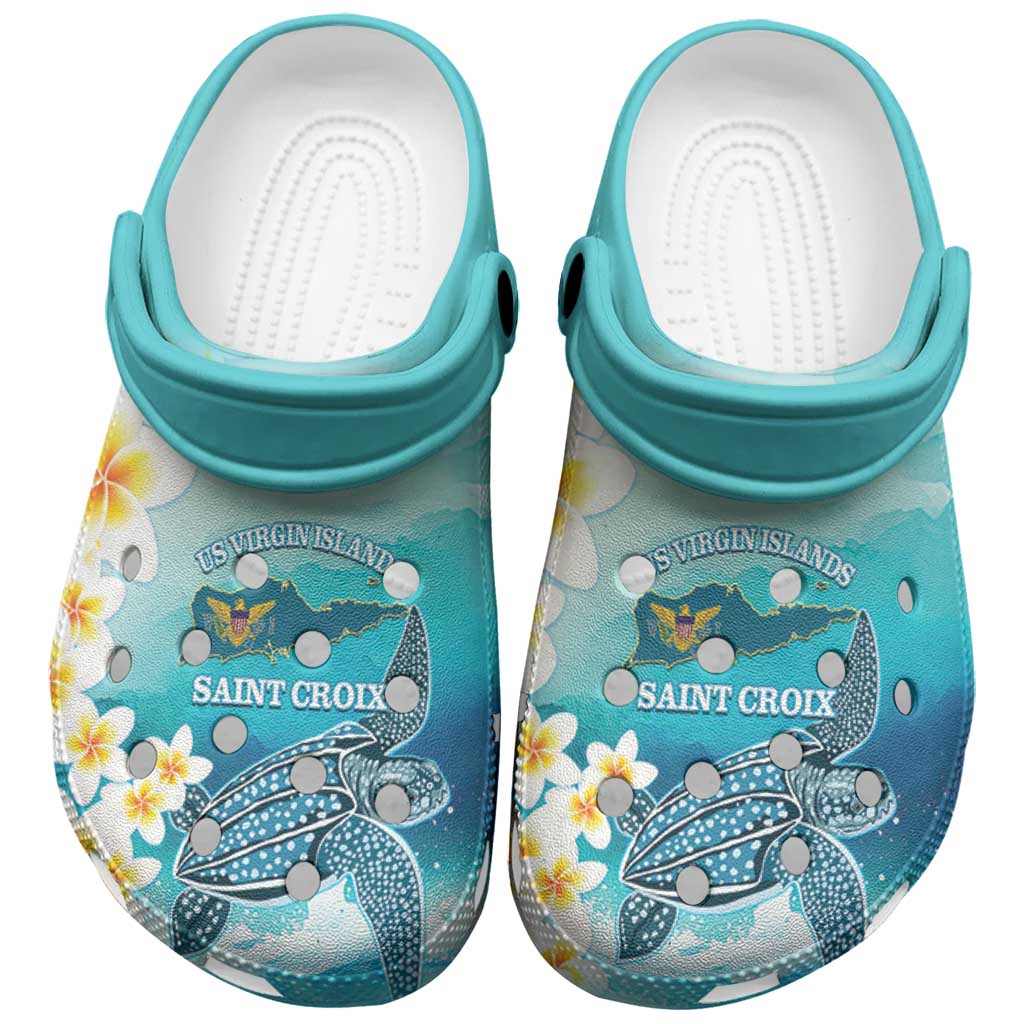 US Virgin Islands St Croix Clogs Shoes Twin City Leatherback With Plumeria - Wonder Print Shop