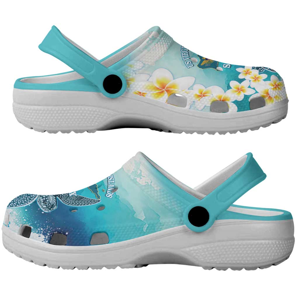 US Virgin Islands St Croix Clogs Shoes Twin City Leatherback With Plumeria - Wonder Print Shop