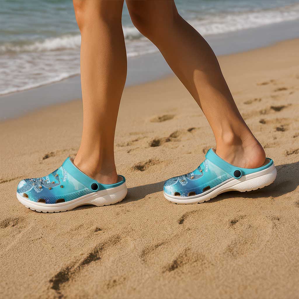 US Virgin Islands St Croix Clogs Shoes Twin City Leatherback With Plumeria - Wonder Print Shop