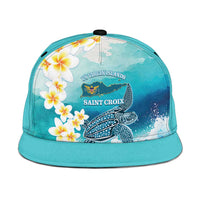 US Virgin Islands St Croix Snapback Cap Twin City Leatherback With Plumeria - Wonder Print Shop