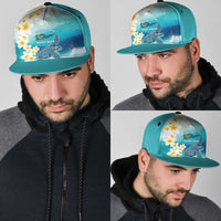 US Virgin Islands St Croix Snapback Cap Twin City Leatherback With Plumeria - Wonder Print Shop
