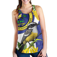 US Virgin Islands Women Racerback Tank Bananaquit Bird Mix Ginger Thomas Flower - Wonder Print Shop