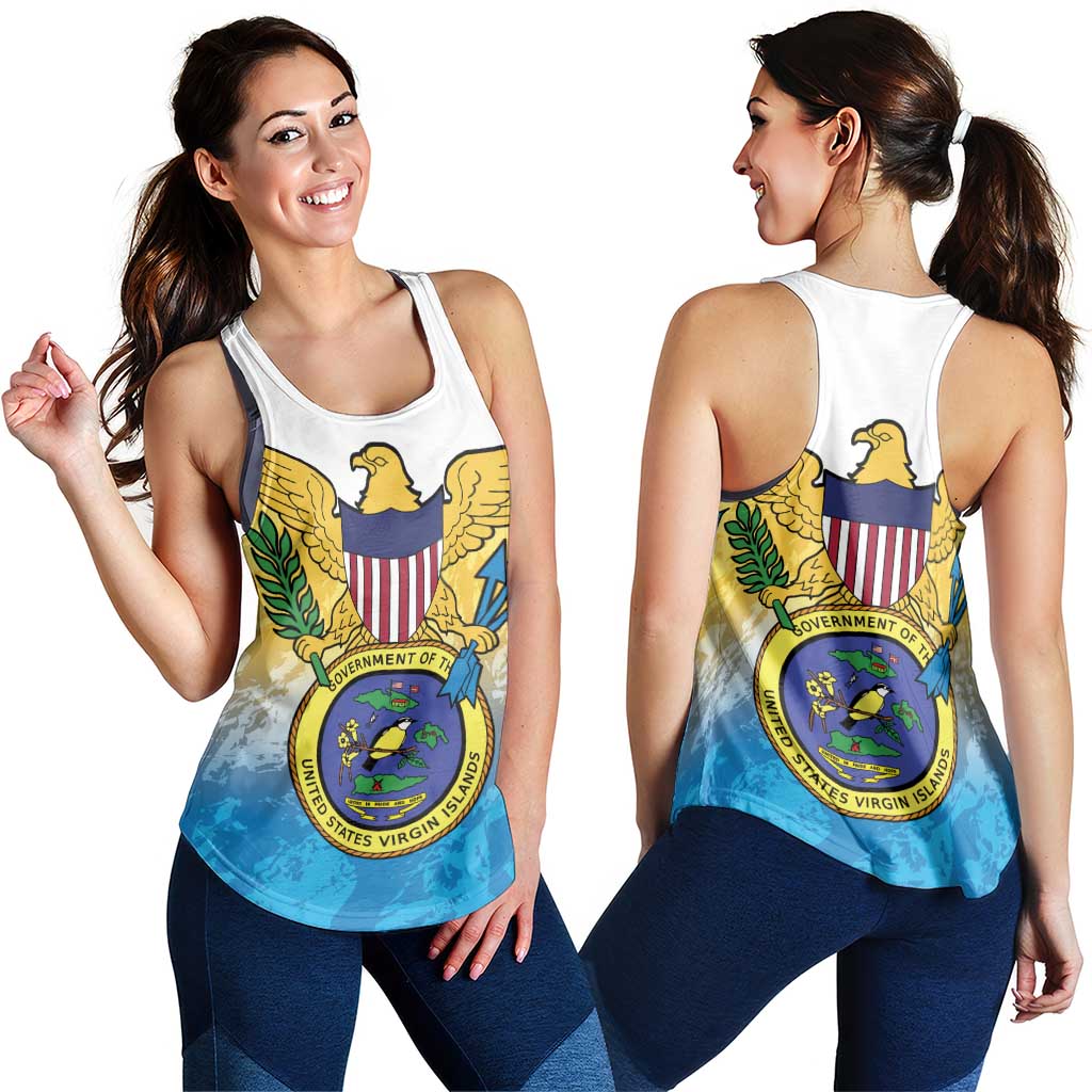 US Virgin Islands Women Racerback Tank Coat Of Arms Grunge Style - Wonder Print Shop