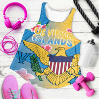 US Virgin Islands Women Racerback Tank Coat of Arms Plumeria Curve Style - Wonder Print Shop