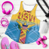 US Virgin Islands Women Racerback Tank Madras Pattern Gradient Style - Wonder Print Shop
