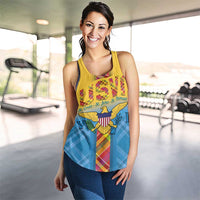 US Virgin Islands Women Racerback Tank Madras Pattern Gradient Style - Wonder Print Shop