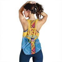 US Virgin Islands Women Racerback Tank Madras Pattern Gradient Style - Wonder Print Shop