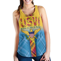 US Virgin Islands Women Racerback Tank Madras Pattern Gradient Style - Wonder Print Shop