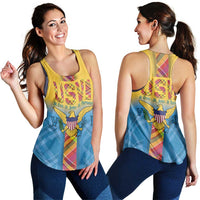 US Virgin Islands Women Racerback Tank Madras Pattern Gradient Style - Wonder Print Shop