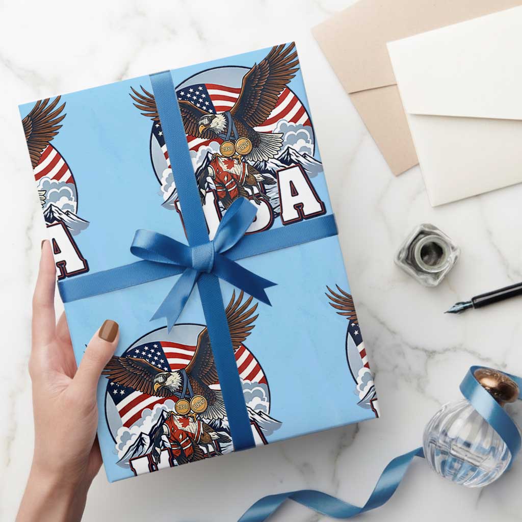 USA 1980 2026 American Eagle vs Canada Loon Wrapping Paper Roll Vintage Champs Retro Game Day Hockey Sports Fan