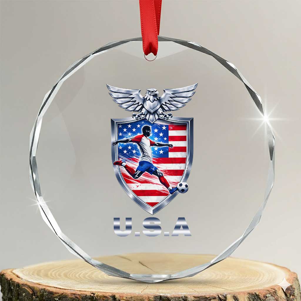 USA 2026 Soccer Player Crystal Glass Ornament United States Team Pride