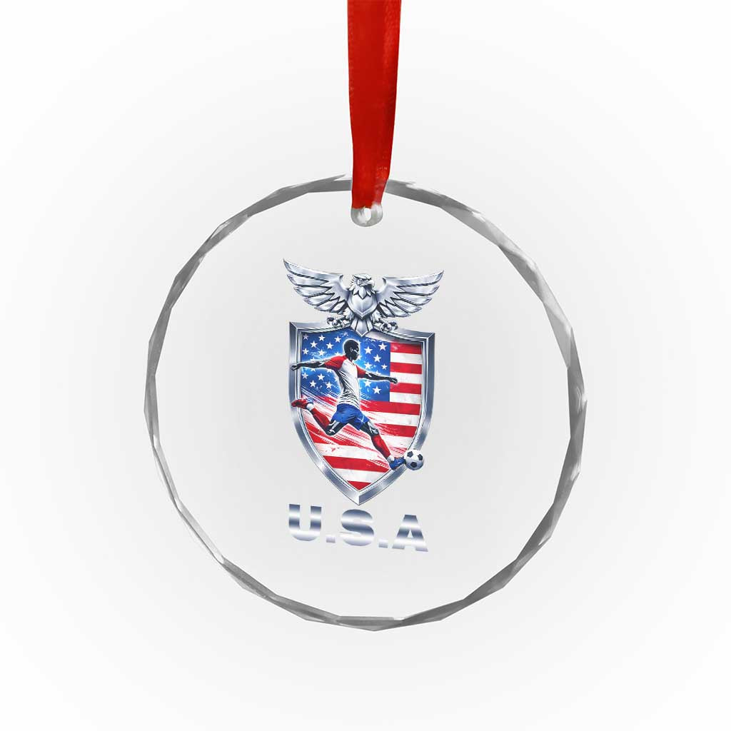 USA 2026 Soccer Player Crystal Glass Ornament United States Team Pride