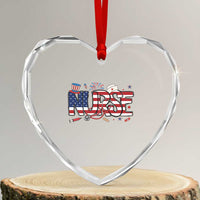 USA 250 Proud American Nurse Heart Crystal Glass Ornament Patriotic Healthcare Hero
