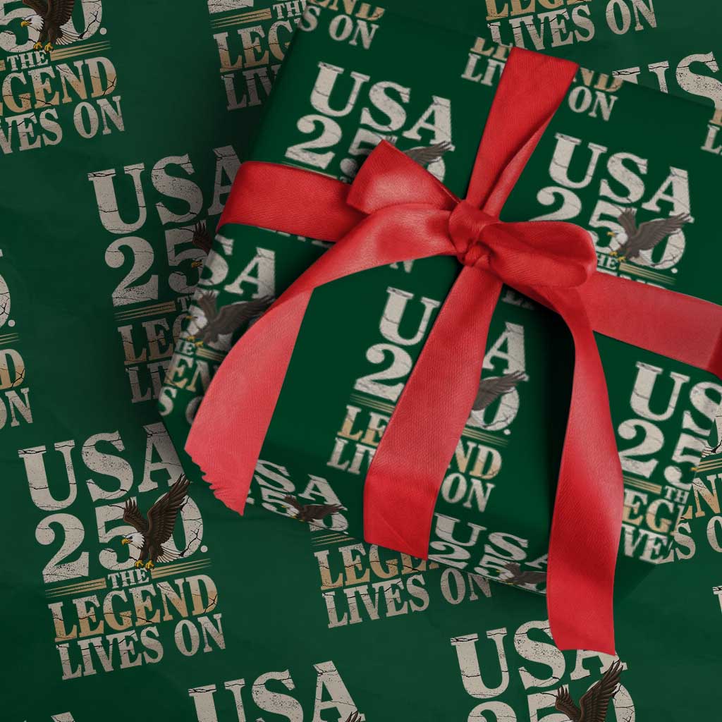 USA 250 The Legend Lives On Wrapping Paper Roll Patriotic Eagle for Semiquincentennial 2026 - Wonder Print Shop