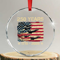 USA 250 Years 1776 2026 Patriotic Jets Trail American Flag Crystal Glass Ornament