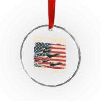 USA 250 Years 1776 2026 Patriotic Jets Trail American Flag Crystal Glass Ornament