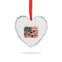 USA 250 Years 1776 2026 Patriotic Jets Trail American Flag Heart Crystal Glass Ornament