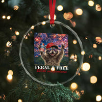 USA 250 Years Freedom Crystal Glass Ornament Feral and Free Funny Raccoon Driking Beer 4th of July