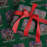 USA 250 Years Freedom Wrapping Paper Roll Feral and Free Funny Raccoon Driking Beer 4th of July