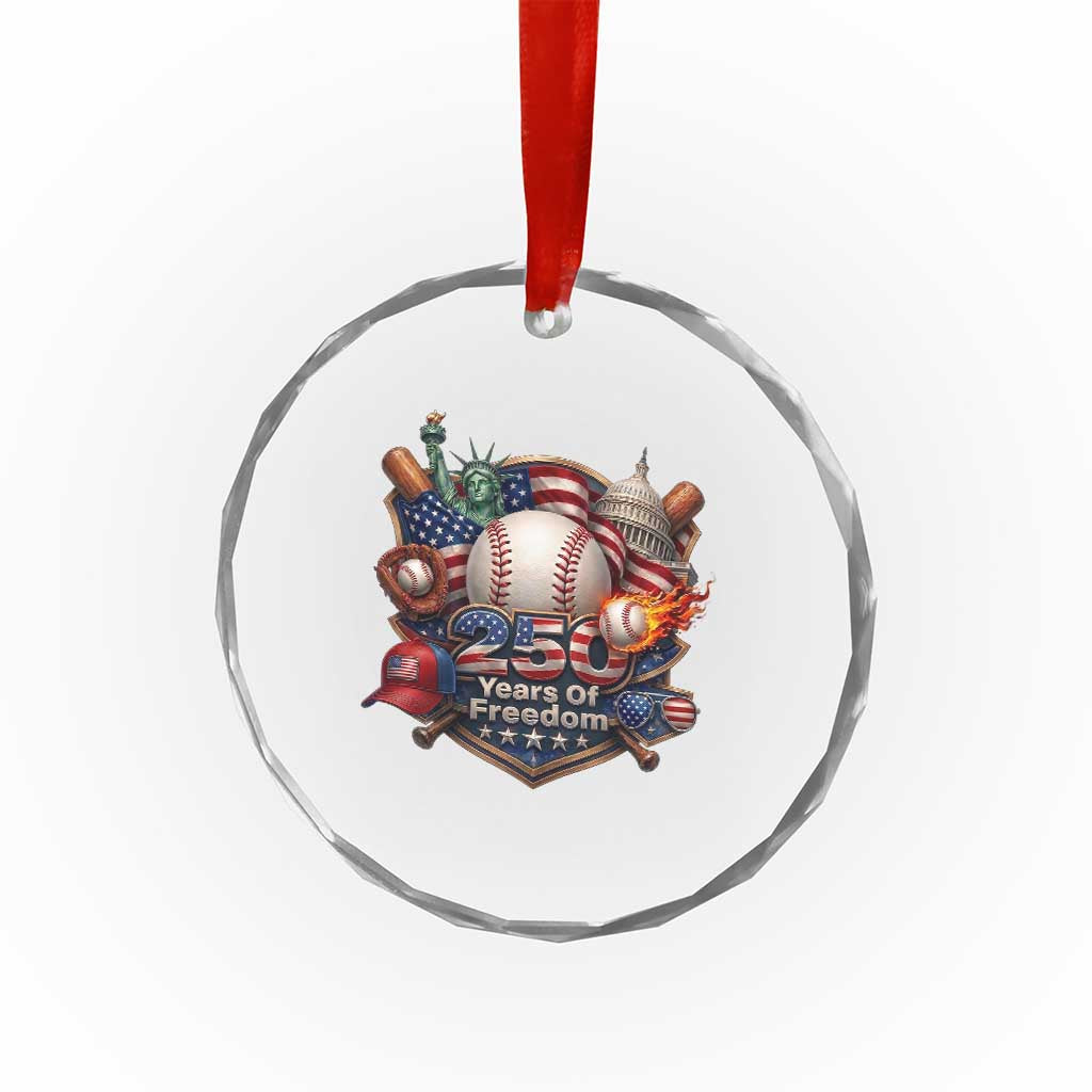 USA 250 Years Of Freedom Baseball Graphic Crystal Glass Ornament