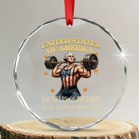 USA 250 Years of Freedom Muscular George Washington Weightlifter Crystal Glass Ornament Built Different Since 1776 Funny Patriotic 1st President Bodybuilder