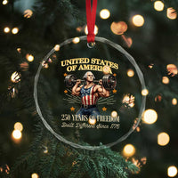 USA 250 Years of Freedom Muscular George Washington Weightlifter Crystal Glass Ornament Built Different Since 1776 Funny Patriotic 1st President Bodybuilder