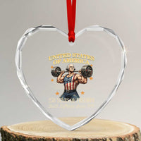 USA 250 Years of Freedom Muscular George Washington Weightlifter Heart Crystal Glass Ornament Built Different Since 1776 Funny Patriotic 1st President Bodybuilder