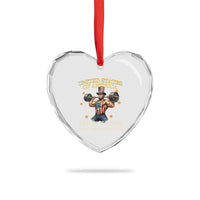 USA 250 Years of Freedom Muscular Uncle Sam Weightlifter Heart Crystal Glass Ornament Built Different Since 1776 Funny Patriotic Buff Graphic