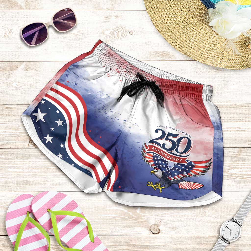 USA 250 Years of Freedom Shorts for Women American Patriotic