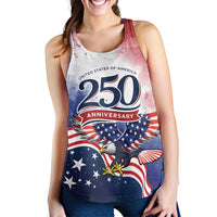 USA 250 Years of Freedom Women Racerback Tank American Patriotic