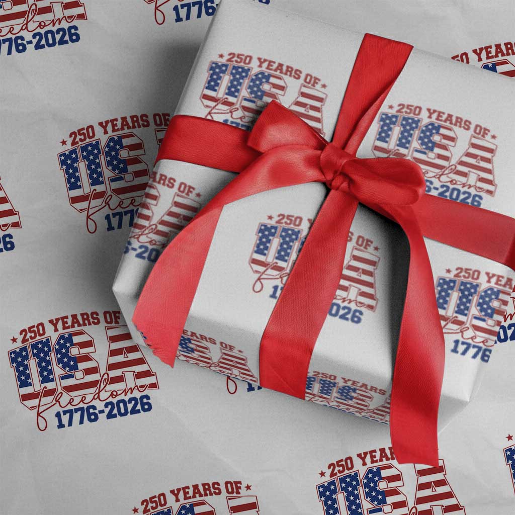 USA 250 Years Of Freedom Wrapping Paper Roll USA Independence 250th Anniversary 1776 2026 Patriotic Flag