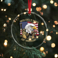 USA 250th Anniversary 1776 2026 4th of July Crystal Glass Ornament Patriotic Eagle Liberty Bell Statue of Liberty Graphic