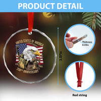 USA 250th Anniversary 1776 2026 4th of July Crystal Glass Ornament Patriotic Eagle Liberty Bell Statue of Liberty Graphic
