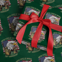 USA 250th Anniversary 1776 2026 4th of July Wrapping Paper Roll Patriotic Eagle Liberty Bell Statue of Liberty Graphic