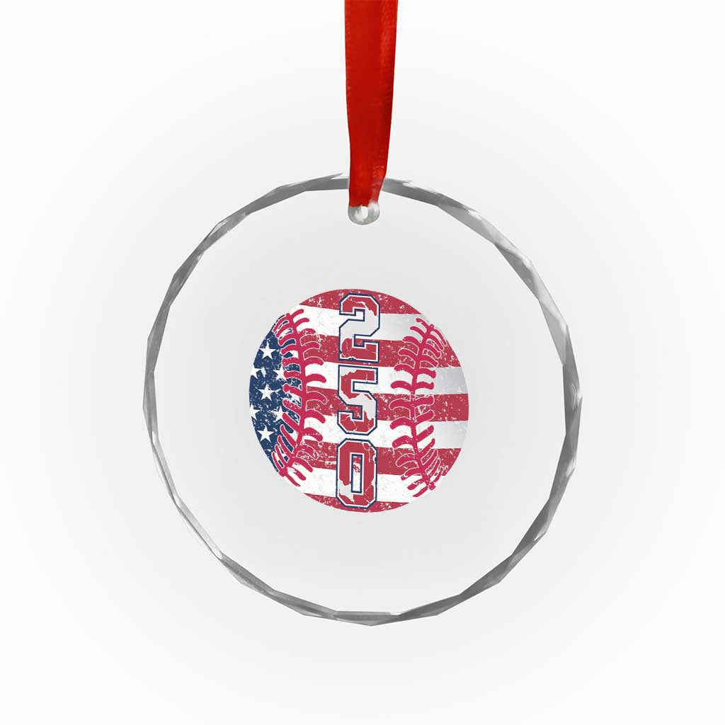 USA 250th Anniversary Baseball Crystal Glass Ornament Patriotic Athlete Gift
