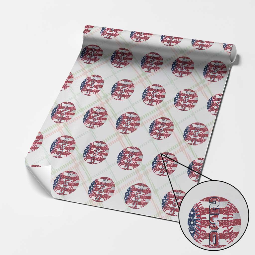 USA 250th Anniversary Baseball Wrapping Paper Roll Patriotic Athlete Gift
