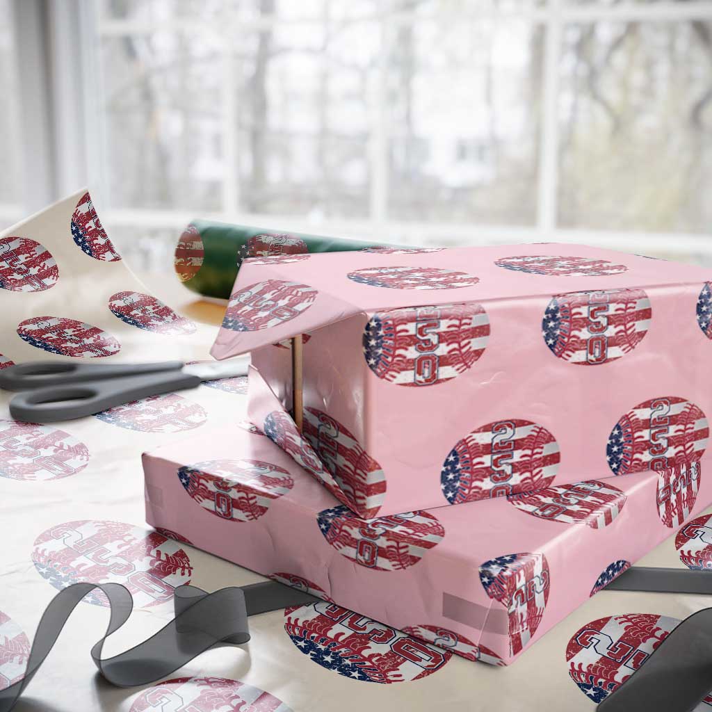 USA 250th Anniversary Baseball Wrapping Paper Roll Patriotic Athlete Gift