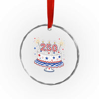 USA 250th Anniversary Birthday Cake Party Gift Crystal Glass Ornament