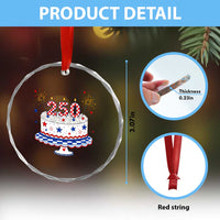 USA 250th Anniversary Birthday Cake Party Gift Crystal Glass Ornament