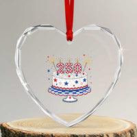 USA 250th Anniversary Birthday Cake Party Gift Heart Crystal Glass Ornament