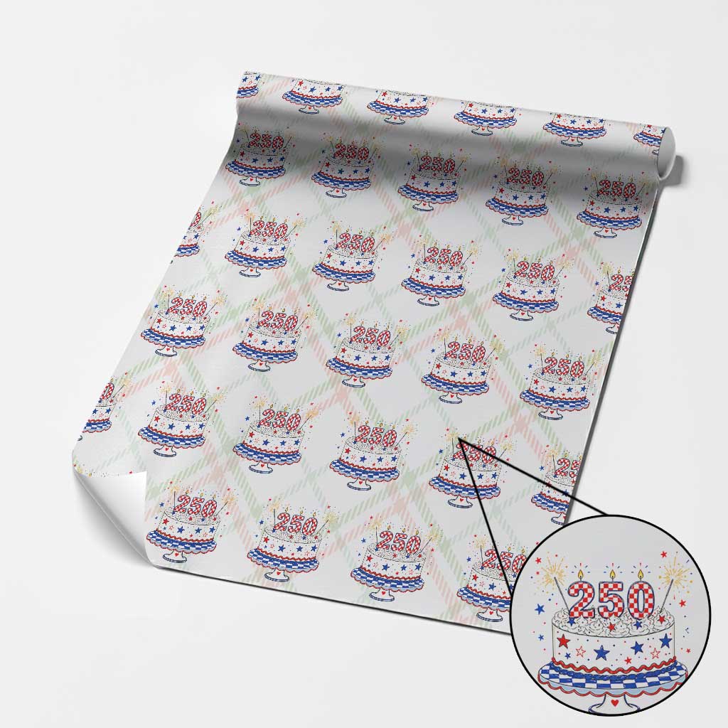 USA 250th Anniversary Birthday Cake Party Gift Wrapping Paper Roll