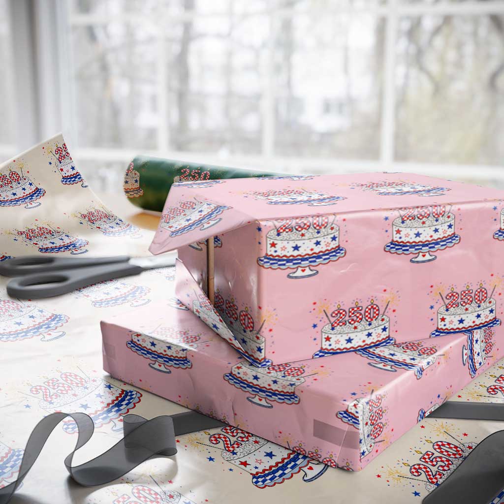 USA 250th Anniversary Birthday Cake Party Gift Wrapping Paper Roll