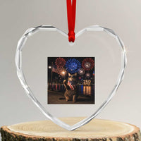USA 250th Anniversary Cat Heart Crystal Glass Ornament Funny 4th Of July Independence Day 250 Years 1776 2026 Patriotic Celebration Meme