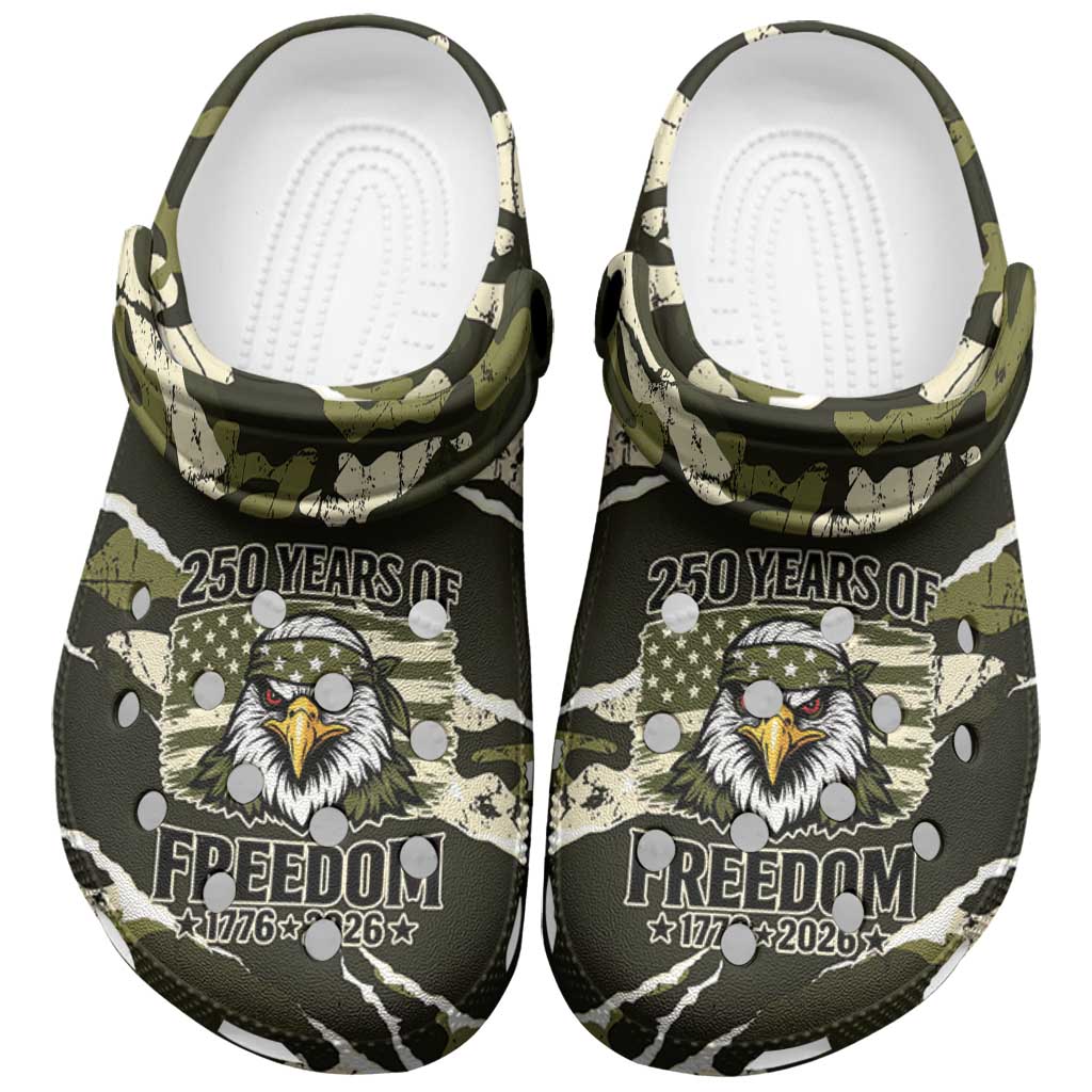 USA 250th Anniversary Clogs Shoes Eagle Camouflage Zipper Stylized