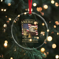 USA 250th Anniversary Crystal Glass Ornament America 1776-2026 Patriotic Eagle Liberty Bell