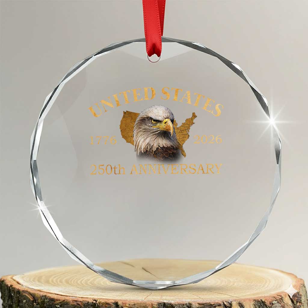 USA 250th Anniversary Crystal Glass Ornament American Map Patriotic 1776-2026 America 250
