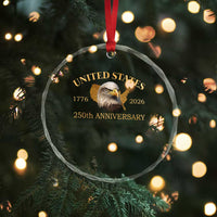 USA 250th Anniversary Crystal Glass Ornament American Map Patriotic 1776-2026 America 250